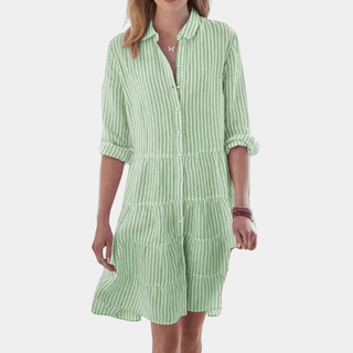 Women's Striped Tiered Shirt Mini Dress