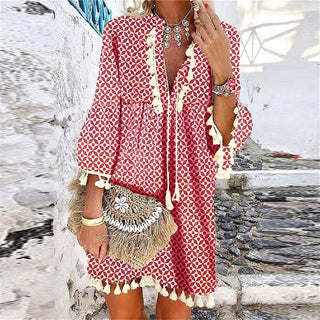 Women's Tassel Boho Mini Dress