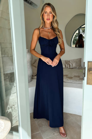 Women's Tie-Front A-Line Maxi Dress