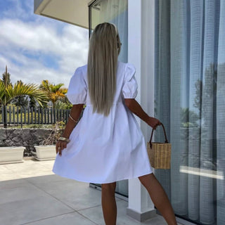 Women's Tie Neck A-Line Mini Dress