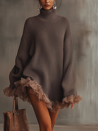 Women's Turtleneck Mini Sweater Dress