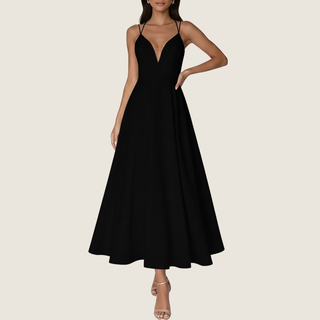 Women's V-Neck A-Line Midi Dress