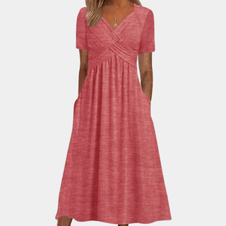 Women's V-Neck A-Line Midi Dress