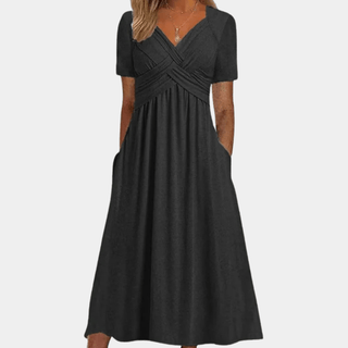 Women's V-Neck A-Line Midi Dress