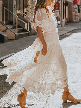 Women's V-Neck A-Line Midi Dress