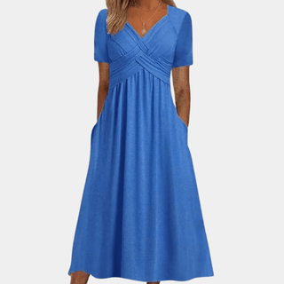 Women's V-Neck A-Line Midi Dress