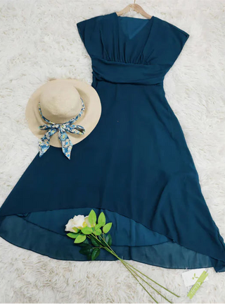 Women's V-Neck A-Line Midi Dress