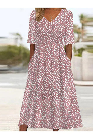 Women's V-Neck A-Line Midi Dress