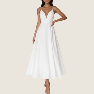 Women's V-Neck A-Line Midi Dress