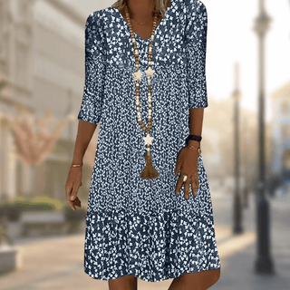 Women's V-Neck Floral A-Line Midi Dress