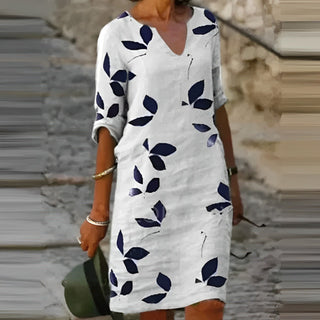 Women's V-Neck Floral Print Midi Dress