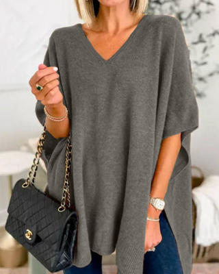 Women's V-Neck Poncho Sweater