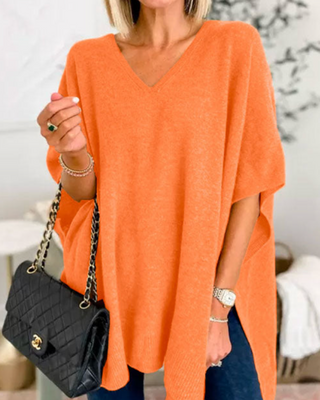 Women's V-Neck Poncho Sweater