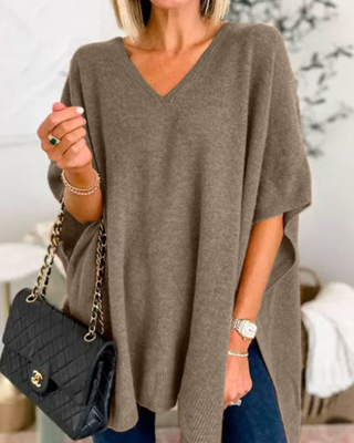 Women's V-Neck Poncho Sweater