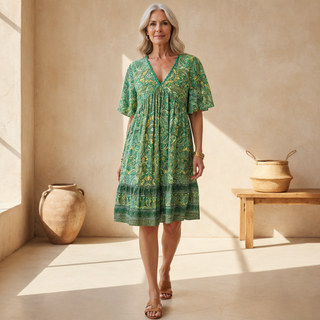 Women's V-Neck Printed Mini Dress