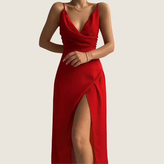 Women's V-Neck Slip Midi Dress