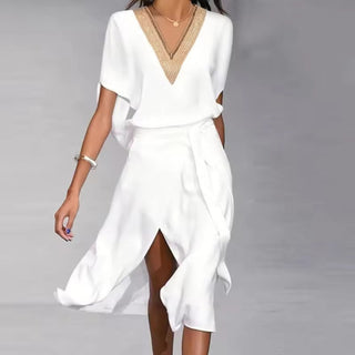 Women's V-Neck Wrap Midi Dress