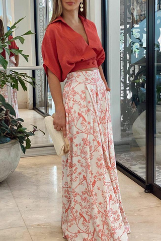 Women's Wide Leg Printed Pant Set