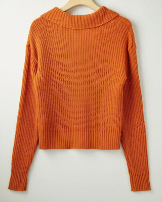 Women's Cropped Knit Collar Cardigan Sweater