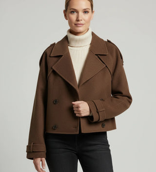 Women's Double-Breasted Cropped Coat