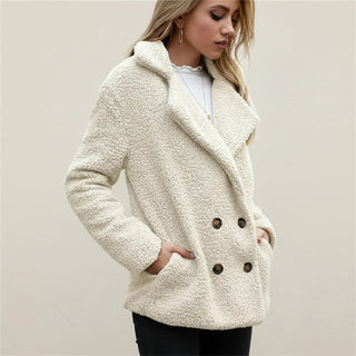 Women's Double-Breasted Teddy Peacoat