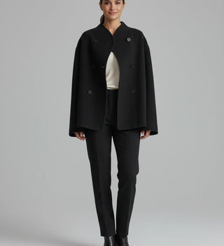 Women's Double-Breasted Collarless Short Coat