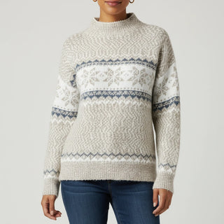 Women's Fair Isle Pattern Mock Neck Pullover Sweater
