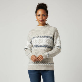 Women's Fair Isle Pattern Mock Neck Pullover Sweater