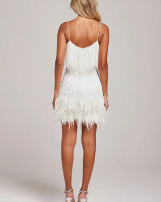 Women's Feather and Fringe Mini Cocktail Dress