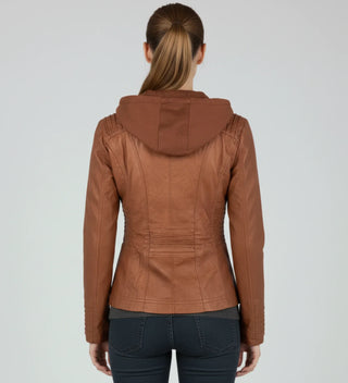 Women's Fitted Hooded Moto Jacket