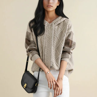 Women's Hooded Cable Knit Winter Sweater