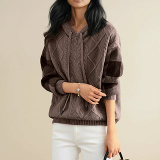 Women's Hooded Cable Knit Winter Sweater