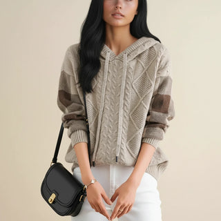 Women's Hooded Cable Knit Winter Sweater