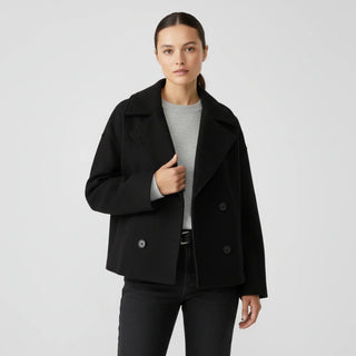 Women's Cropped Trench-Style Peacoat