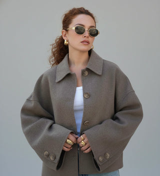Women's Double-Breasted Cropped Pea Coat