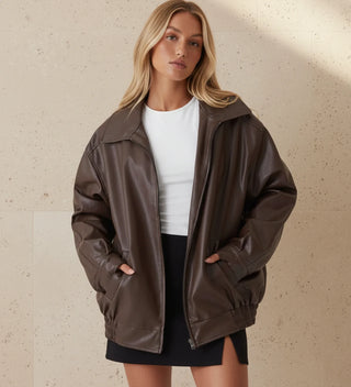 Women's Oversized Zip-Up Bomber Jacket