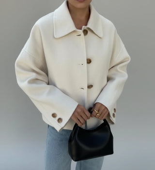Women's Double-Breasted Cropped Pea Coat