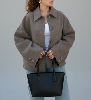 Women's Double-Breasted Cropped Pea Coat