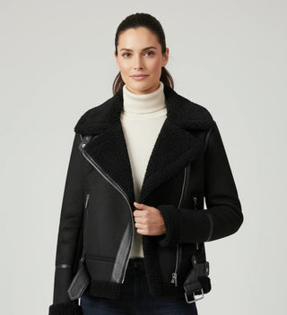 Women's Short Shearling Aviator Jacket