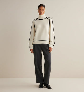 Women's Turtleneck Sweater with Contrast Trim
