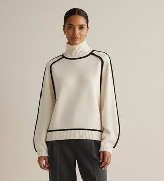 Women's Turtleneck Sweater with Contrast Trim