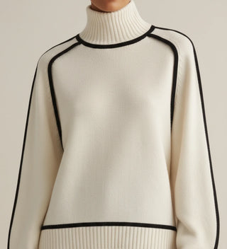Women's Turtleneck Sweater with Contrast Trim