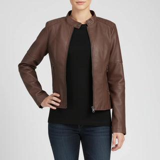 Women's Moto Biker Jacket with Zip Pockets