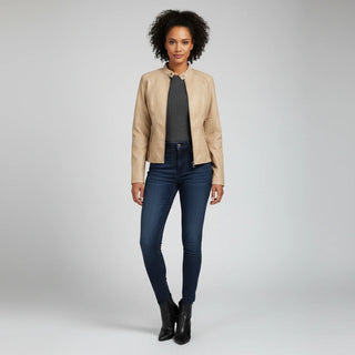 Women's Moto Biker Jacket with Zip Pockets