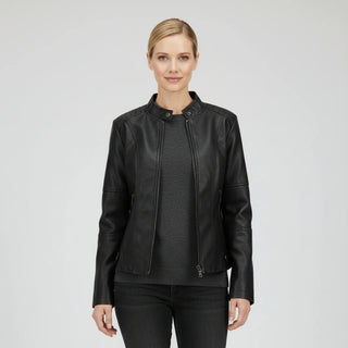 Women's Moto Biker Jacket with Zip Pockets