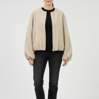 Women's Balloon Sleeve Zip-Up Bomber Jacket