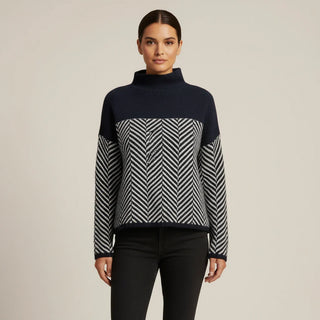 Women's Turtleneck Color Block Sweater