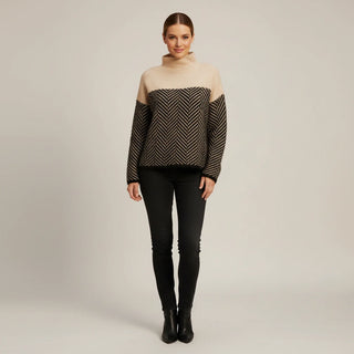 Women's Turtleneck Color Block Sweater